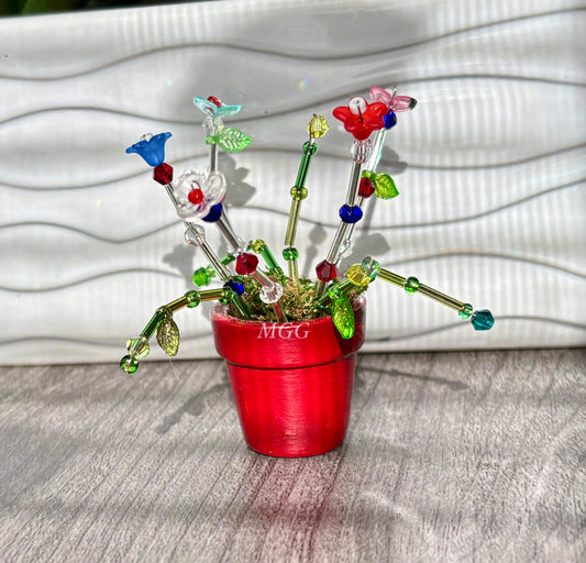 Red Fairy Beaded Flowers