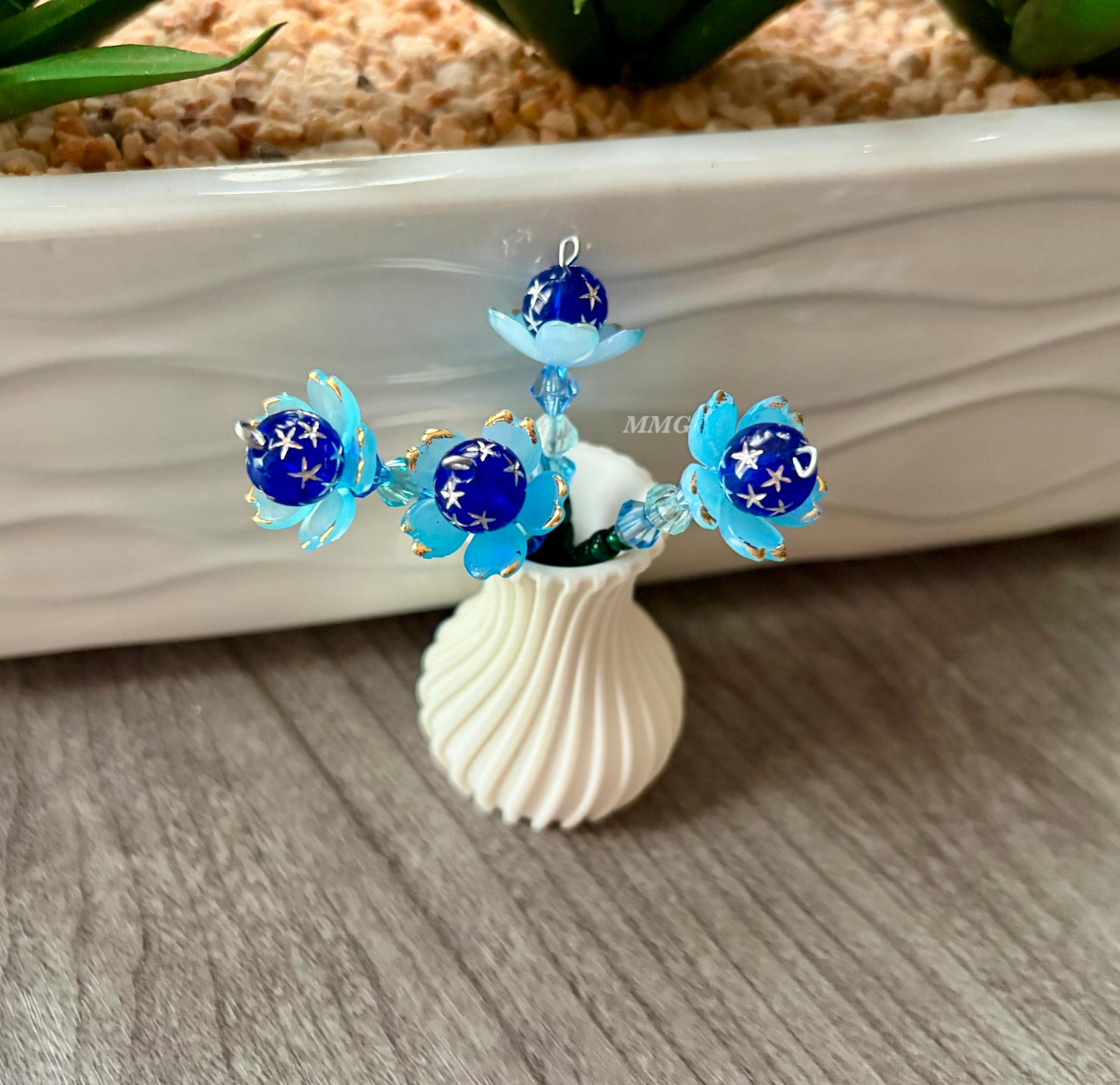 Blue Space Blossom Beaded Flowers