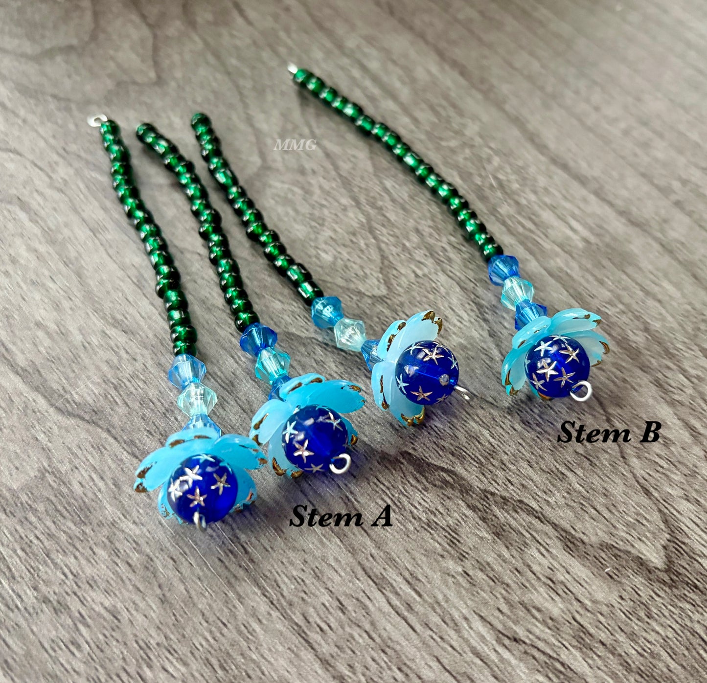 Blue Space Blossom Beaded Flowers